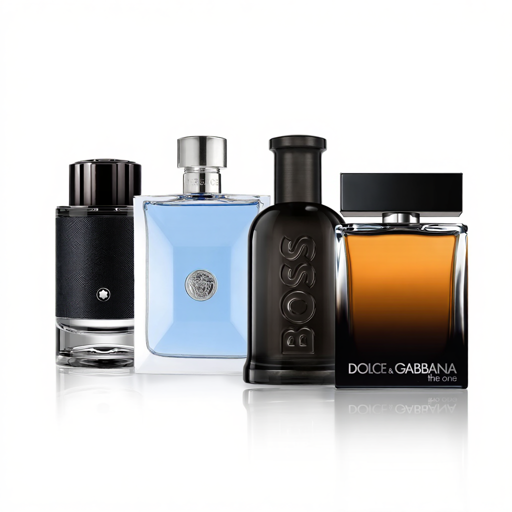 Kit Legendă Albastră: Montblanc Explorer + Versace Pour Homme + Hugo Boss Bottled + Dolce & Gabanna The One for Men