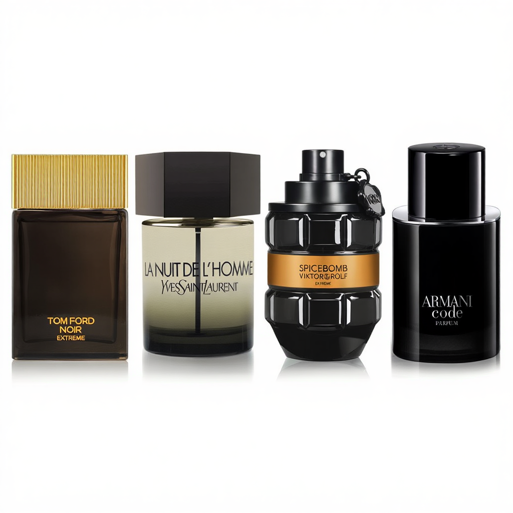 Kit Noir Intens: Tom Ford Noir Extreme + YSL La Nuit de L'Homme + Viktor & Rolf Spicebomb Extreme + Armani Code Parfum