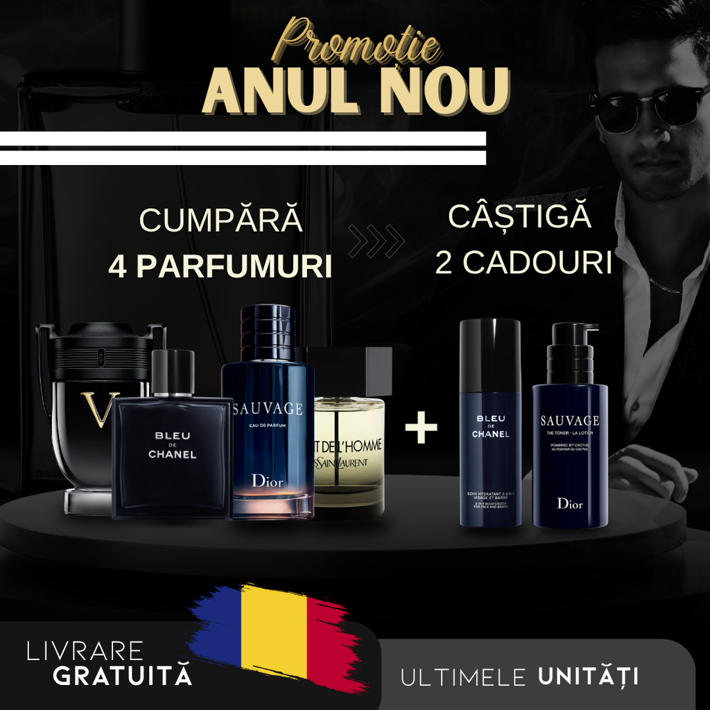 PROMOȚIE ANUL NOU: Cumpărați 1, primiți 6 - Invictus + Bleu de Chanel + Sauvage + La Nuit de L’Homme (100ml) + 2 Cadouri Exclusiviste MASC