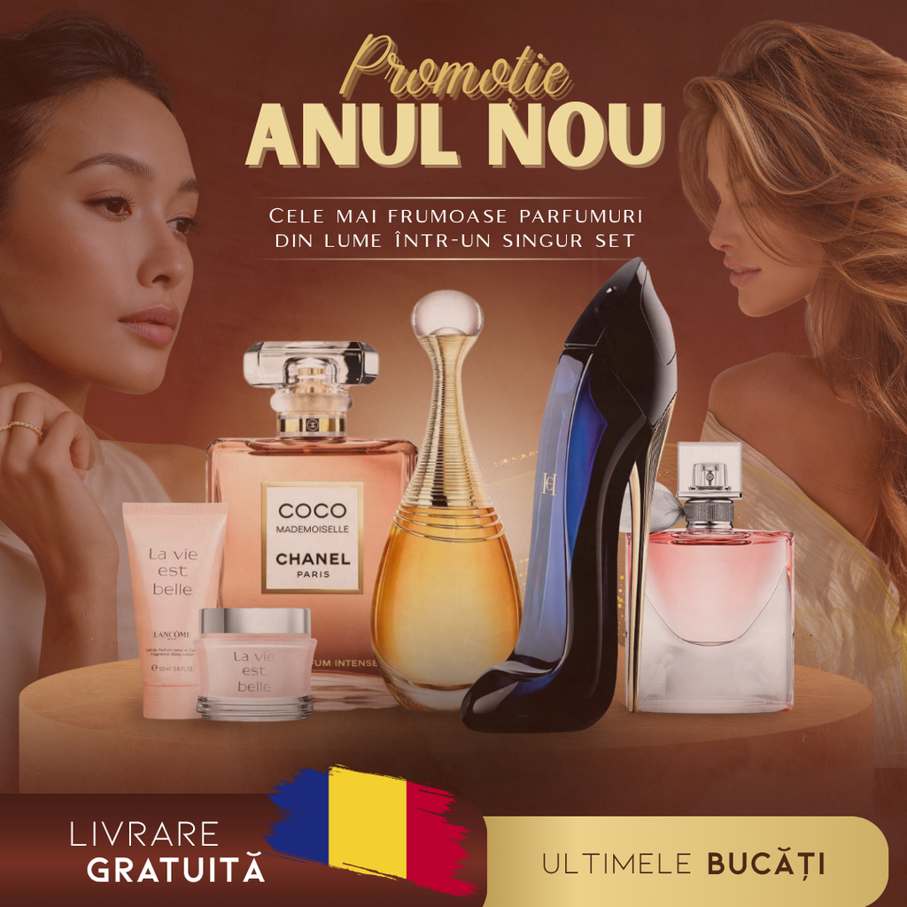 PROMOȚIE ANUL NOU: Cumpărați 1, primiți 6 – Set de parfumuri importate Glamour (100ml) + cadou exclusiv