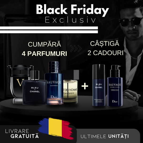 Cumpră 1, Primește 4: Invictus + Bleu de Chanel + Sauvage + La Nuit de L’Homme + 2 Cadouri Exclusiviste – Black Friday Edition